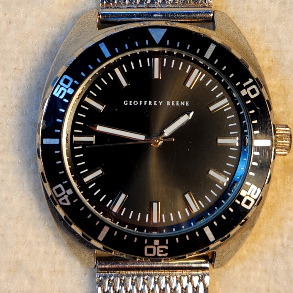 Geoffrey Beene Black Dial Stainless Watch Japan Movement